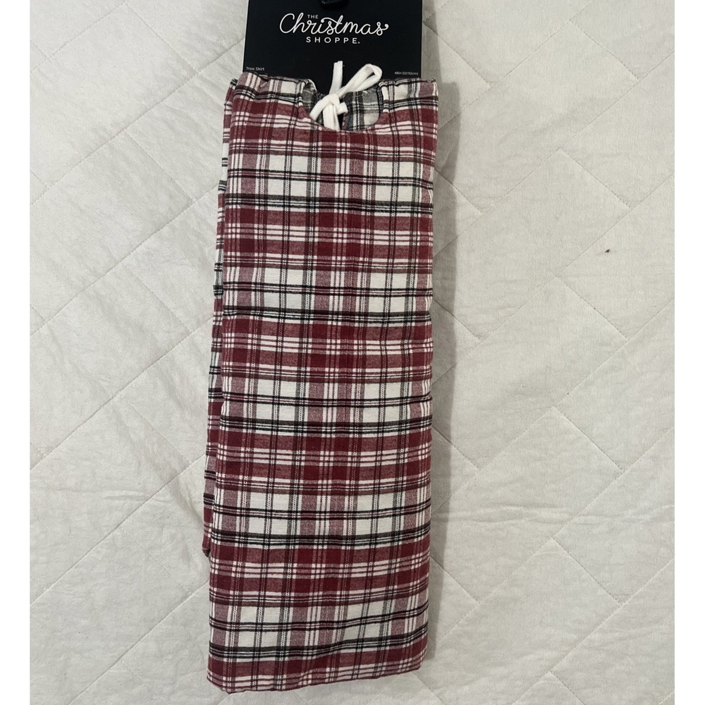The Christmas Shoppe Plaid Tree Skirt Reversible 48" Red Black White